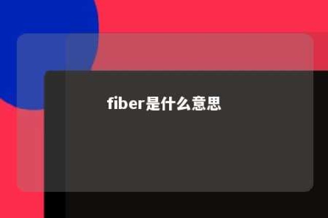 fiber是什么意思 